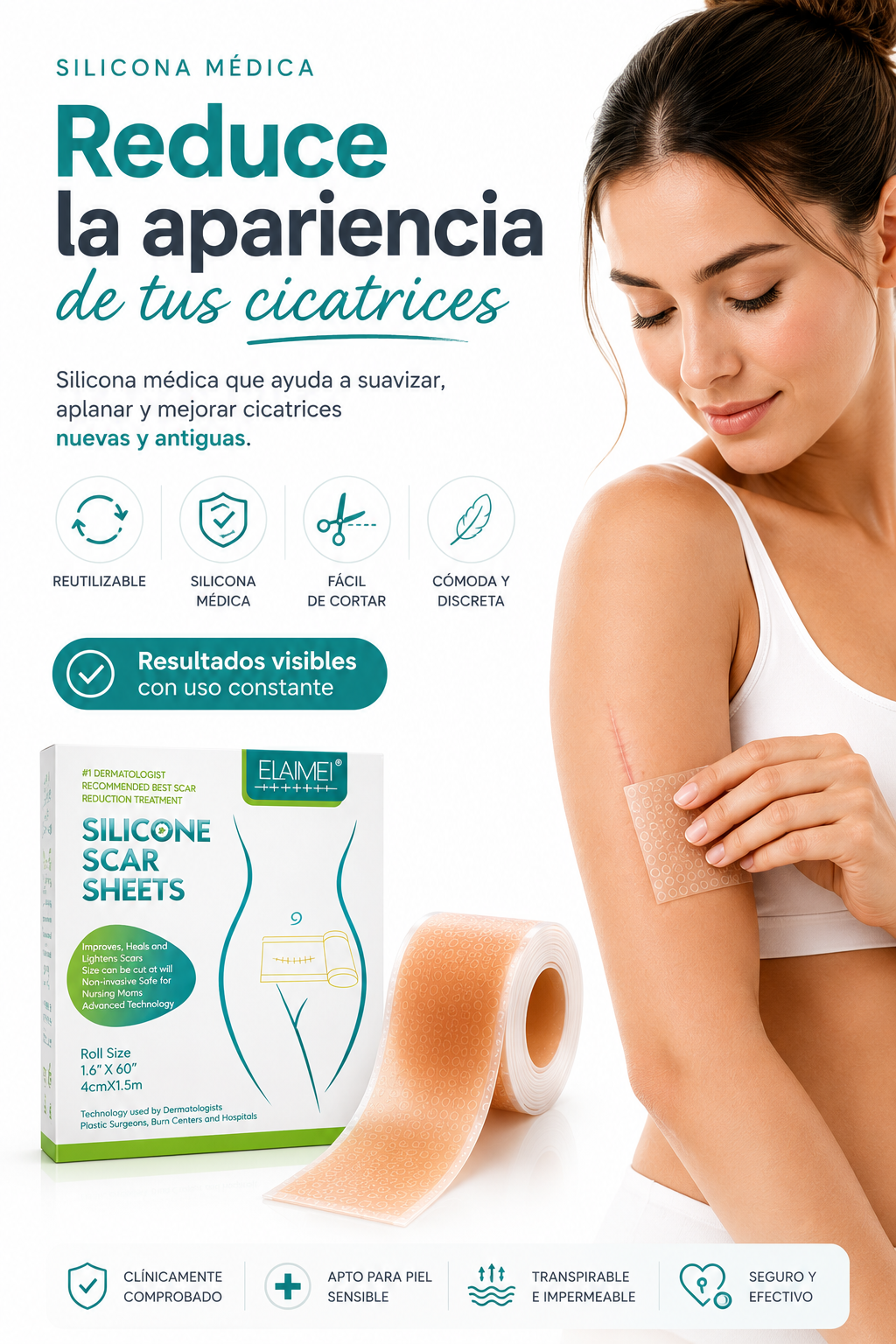 Lámina de silicona para cicatrices