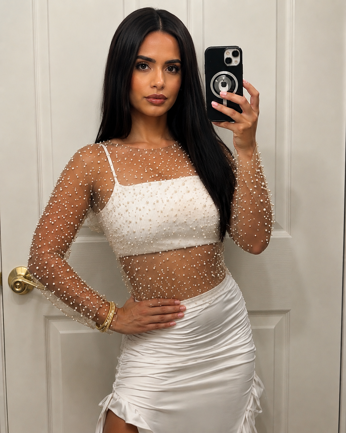 Top de Perlas con Transparencia