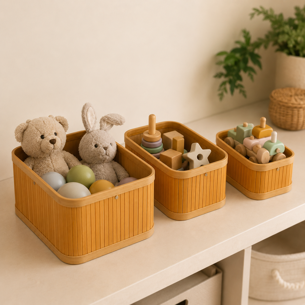 Organizador en bambú set x 3